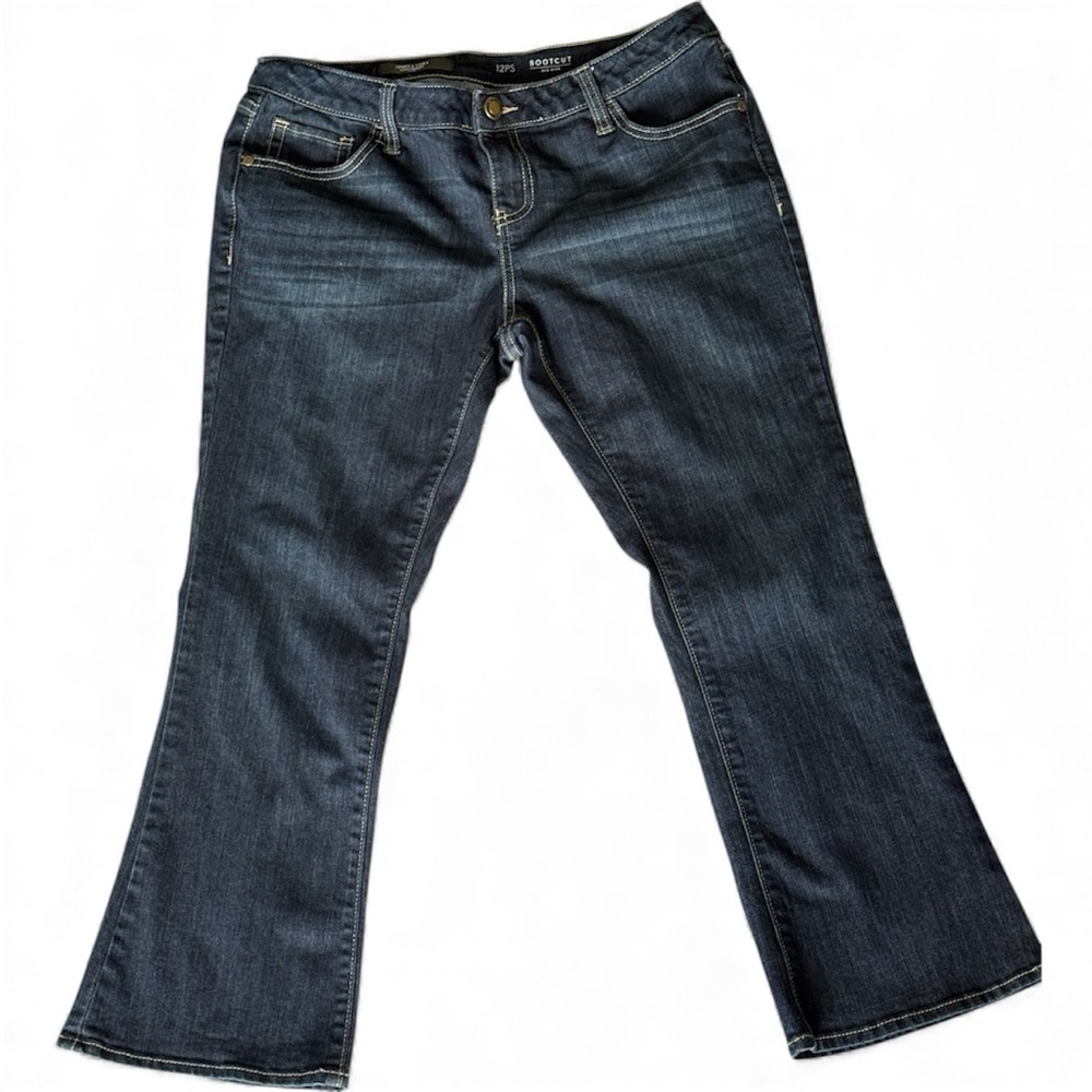 Simply Vera Vera Wang Boot Raw Hem Women's size 12 Dark Wash Blue Denim Jeans